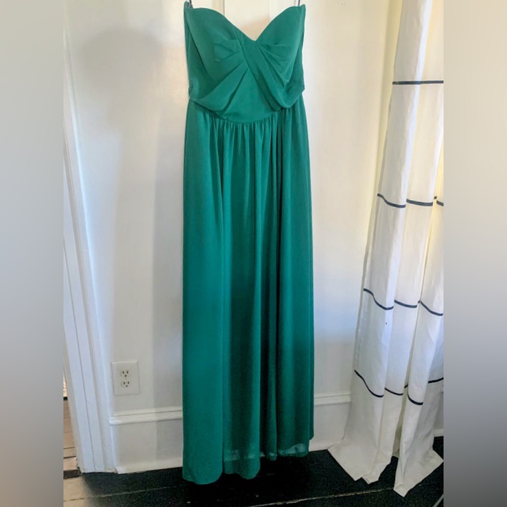 Nwt Social Hunter Emerald Green Draped Strapless Maxi Dress Prom Wedding Sz 6